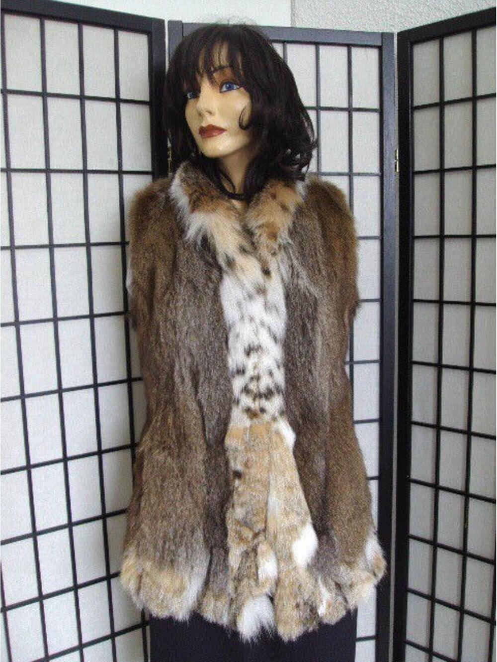 SHOWROOM NEW BROWN WALLABY KANGAROO FUR VEST WOMEN SIZE 2 PETITE